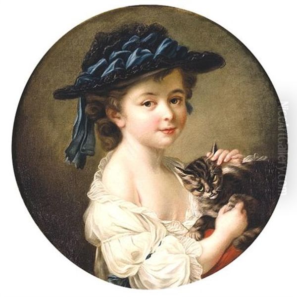 Portrait Of A Girl Holding A Cat - view 1