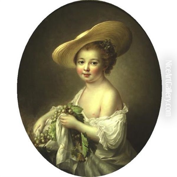 Portrait Of A Girl Holding Grapes - view 1
