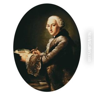 A Portrait Of An Architect Standing At A Desk Holding A Model Of A Building