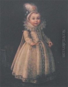 Portrait De Petite Fille En Pied Jouant Au Bilboquet by Francois Hubert Drouais