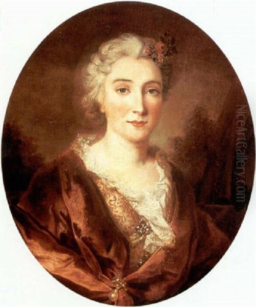 A Portrait Of A Lady With A Red Velvet Shawl - view 1