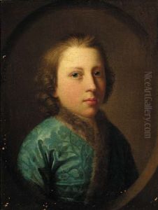 Portrait Of A Boy In A Fur-trimmed Blue Satin Coat