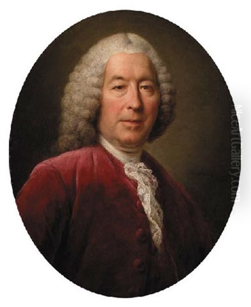 Portrait Of A Gentleman In A Red Velvet Coat And A White Lace Cravat - view 1