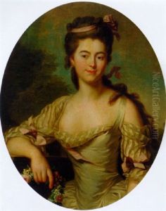 Portrait Of A Lady In A White Dress Holding A Bouquet Of Flowers In Her Right Hand