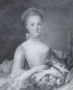 Portrait De Jeune Femme Tenant Un Panier De Fleurs
