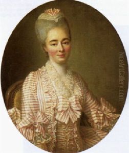 Portrait Of A Lady (yvonette Moulin De La Raciniere?) In A Pink And White Dress