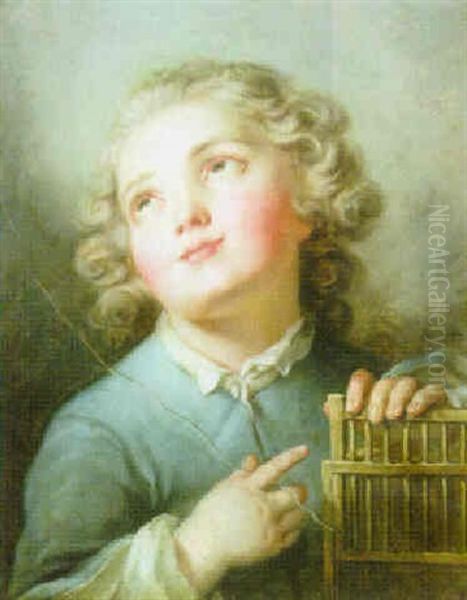 A Young Boy Opening A Birdcage - view 1