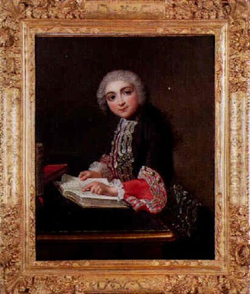 Portrait D'enfant Lisant Les Fables De La Fontaine - view 1