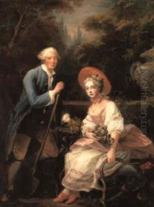 Portrait Of The Prince And Princess De Conde As Gardeners