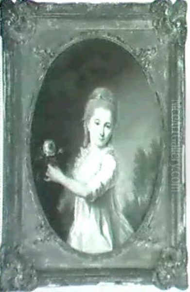 Portarit Of A Girl Holding A Rose - view 1