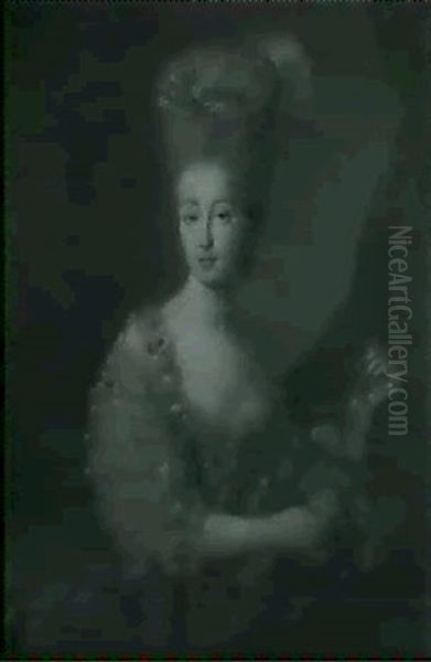 Portrait D'une Jeune Femme Tenant Des Fleurs - view 1