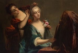 A Lady At A Mirror by Jean Germain Drouais