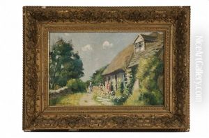 English Cottage Scene by William Staples Drown