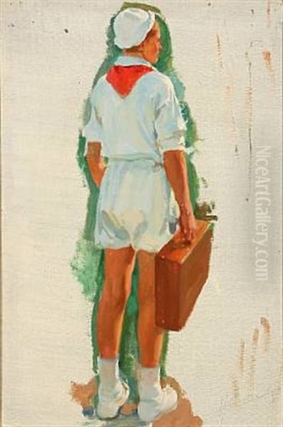 A Russian Boy With His Suitcase (study) - view 1