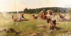 Gathering The Harvest by Ivan Georgevich (Egorovich) Drozdov