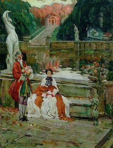 Courting In The Garden by Ivan Georgevich (Egorovich) Drozdov