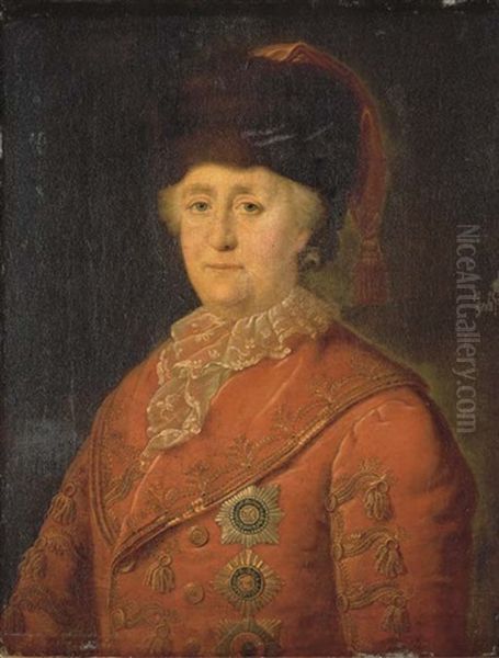 Portrait Of The Empress Catherine Ii Of Russia, Half-length, In Travelling Costume, Wearing The Star Of The Russian Order Of St. Andrew (after Mikhail Shibanov) - view 1