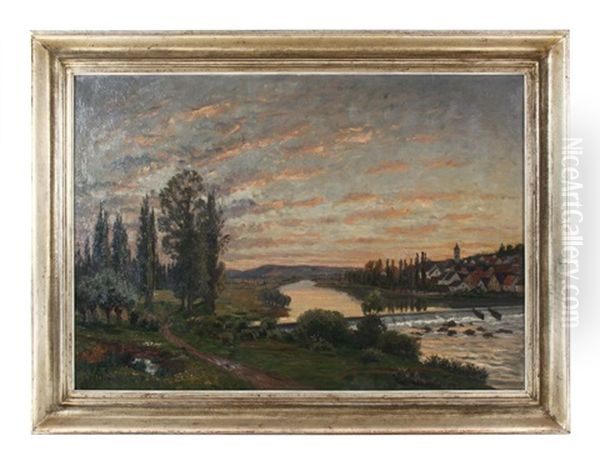 Neckarhausen Mit Dem Neckarwehr Vor Der Stadt - view 1