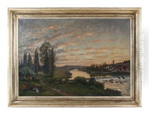 Neckarhausen Mit Dem Neckarwehr Vor Der Stadt