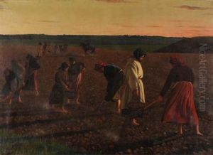 Russische Bauerinnen Auf Dem Feld by Antoine Druet
