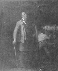 Woodcutters In A Forest Clearing by James Drummond