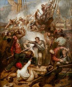 Captain William Rogers Capturing The 'jeune Richard', 1st October 1807 by Samuel Drummond