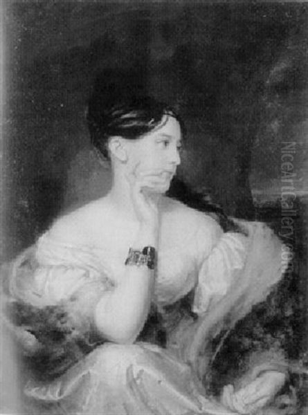 Minna Troil - Portrait Of A Young Lady, Half-length, With An Elaborate Jewelled Bracelet - view 1