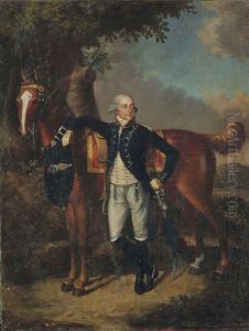 Portrait D'un Officier De La Revolution Avec Son Cheval by Johann Friedrich Dryander