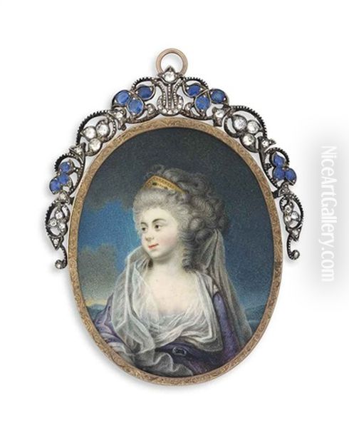 Charlotte Georgina Louise Frederica, Duchess Of Saxe-hildburghausen, Nee Mecklenburg-strelitz (1769-1818), In Loose White Shift, Purple Dress - view 1
