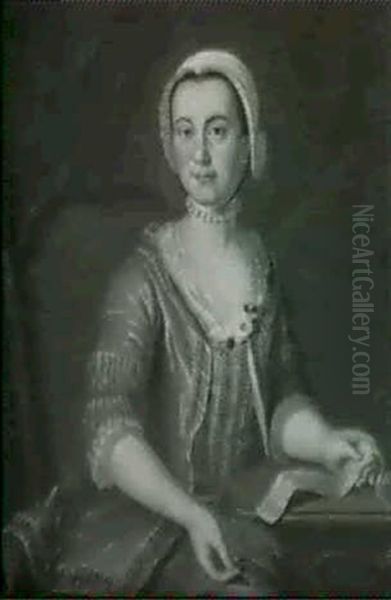 Portrait Of A Lady, Said To Be Elizabeth Zix, Small Half Length, Doing Needlework At A Table,... - view 1