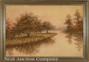 Live Oak And Cypress Trees, Louisiana Bayou by Alexander John Drysdale