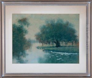 Live Oak Tree And Lily Pads In Louisiana Bayou by Alexander John Drysdale