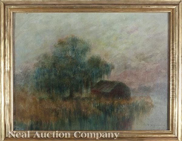 Bayou Landscape With Cabin - view 1