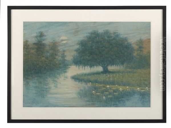 Bayou Landscape With Water Lilies - view 1