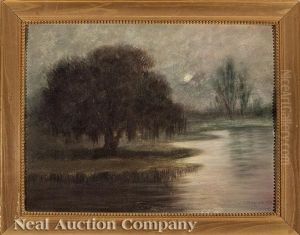 Moon And Live Oak Tree, Louisiana Bayou by Alexander John Drysdale