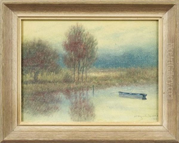 Bayou Landscape With A Pirogue - view 1