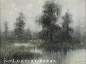 Evening On The Bayou With Cypress Trees by Alexander John Drysdale