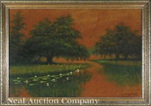 Live Oaks And Lilies by Alexander John Drysdale
