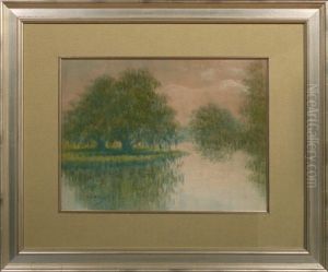 Louisiana Bayou Scene With Oak And Cypress Trees by Alexander John Drysdale