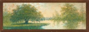 Louisiana Live Oak And Cypress Trees Along The Bayou