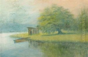 Louisiana Oak And Trapper's Cabin, Bayou Teche by Alexander John Drysdale