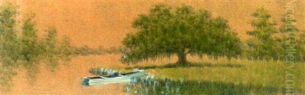 Louisiana Bayou With Canoe - view 1