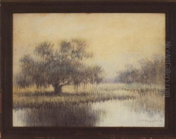 Bayou Landscape With Oak - view 1