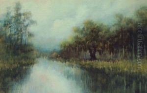 Classical Louisiana Oak And Cypress Bayou Landscape by Alexander John Drysdale