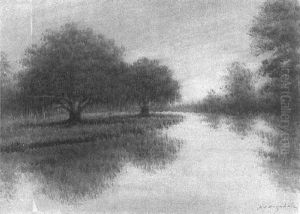 Oaks On A Bayou At Sunset