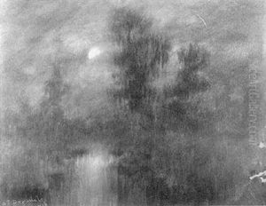 Moon Rise In A Louisiana Swamp by Alexander John Drysdale