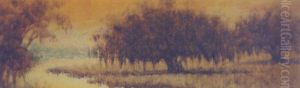 Bayou Scene With Two Oaks by Alexander John Drysdale