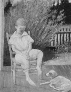 Portrait Of The Artist's Son, Walden Alexander And His Dog, "prince", Bay St. Louis, Mississippi by Alexander John Drysdale