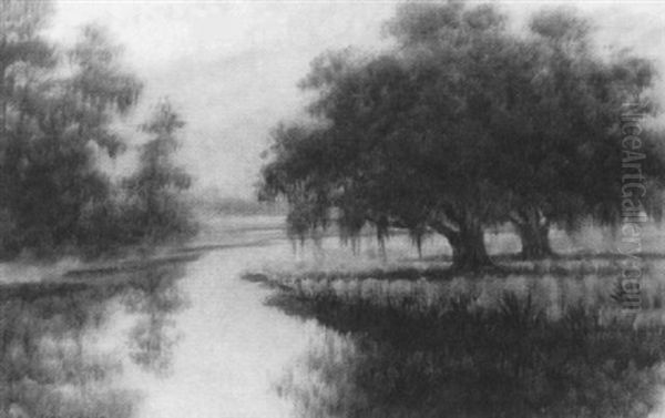 Bayou Peninsula With Oaks - view 1