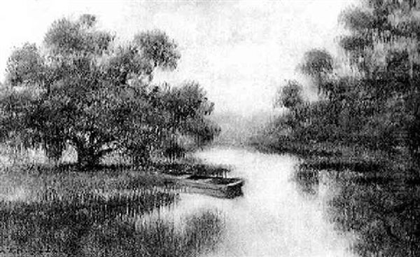 Pirogue In The Sun Drenched Bayou - view 1